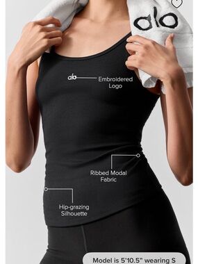 ALO Yoga Black Ribbed Prosper Tank